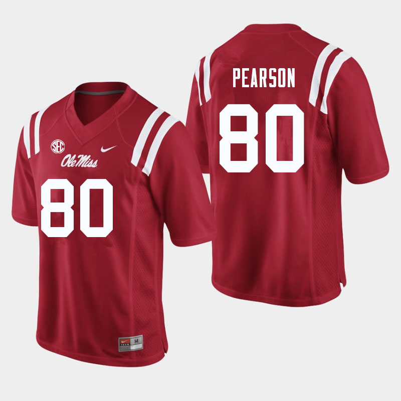 Men #80 Jahcour Pearson Ole Miss Rebels College Football Jerseys Sale-Red